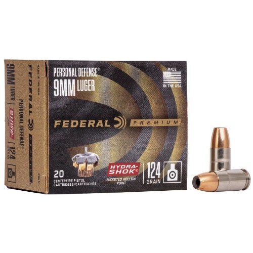 federal 9mm luger(124) hydra shock/20 federal 9mm luger(124) hydra shock/20
