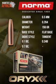 6,5mm (.264) 156 oryx norma rifle bullets (100)